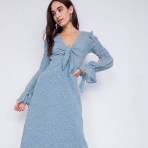 Floral Puff Sleeve Midi Dress